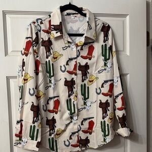 Western Cowboy Print Men's Shirt